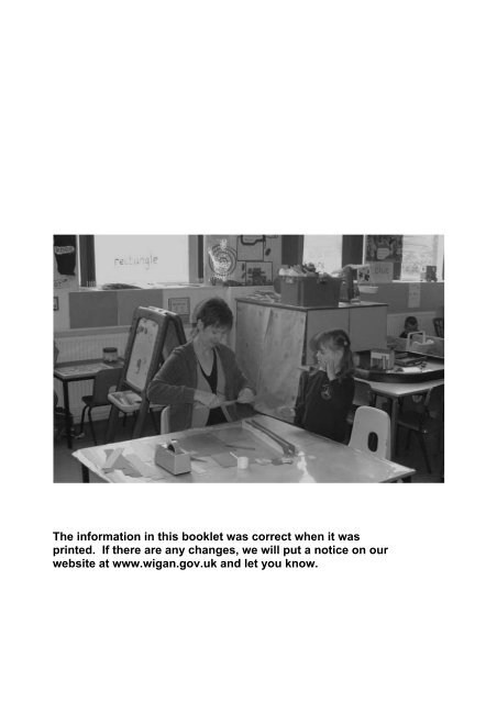 Admission to Primary School 2011-2012 Booklet - Wigan Council