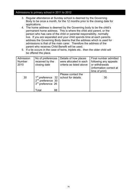 Admission to Primary School 2011-2012 Booklet - Wigan Council