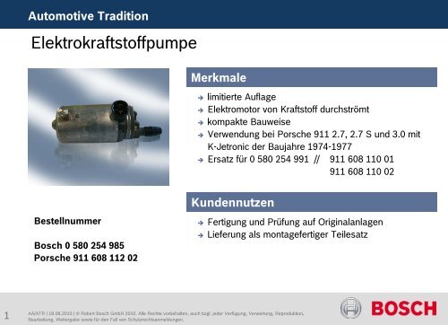 Weitere Informationen - Bosch Automotive Tradition
