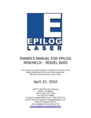 OWNER'S MANUAL FOR EPILOG MINI/HELIX ... - Epilog Laser
