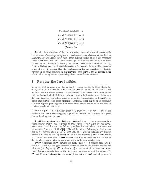 Irreducible Plane Curves 1 Reducibility of Curves