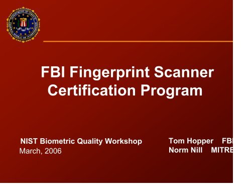 FBI Fingerprint Scanner Certification Program