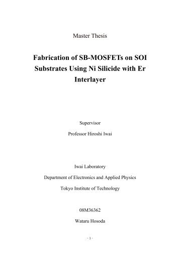 Fabrication of SB-MOSFETs on SOI Substrates Using Ni Silicide with ...