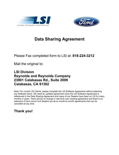 Data Sharing Agreement - LSI