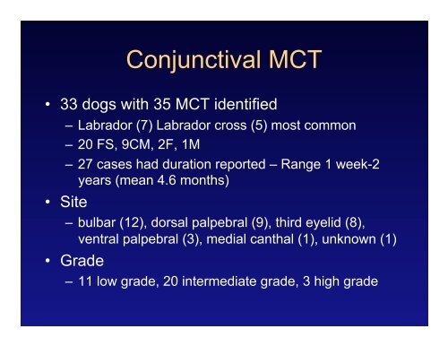 Retrospective evaluation of canine conjunctival mast cell tumors