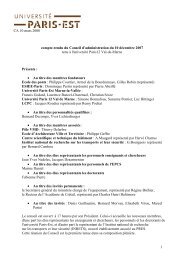 Conseil d'Administration du 10 dÃ©cembre 2007 - UniversitÃ© Paris-Est