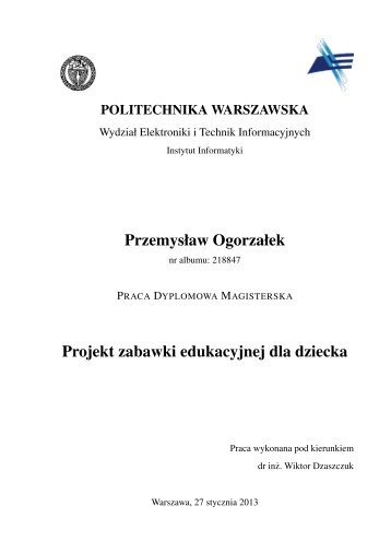 PrzemysÅaw OgorzaÅek Projekt zabawki edukacyjnej dla dziecka