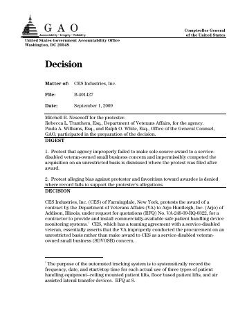 B-401427 CES Industries, Inc. - Where in Federal Contracting?