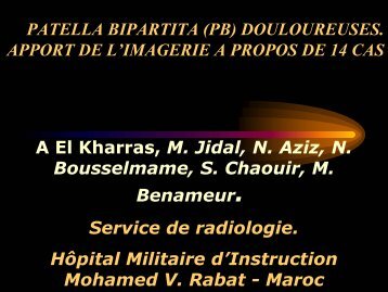 PATELLA BIPARTITA (PB) DOULOUREUSES. APPORT DE L ...