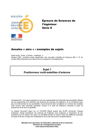 Sujet 1 - Sciences de l'Ingénieur