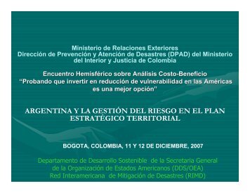 argentina y la gestiÃ³n del riesgo en el plan estratÃ©gico territorial