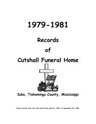 Cutshall Funeral Home Records Index