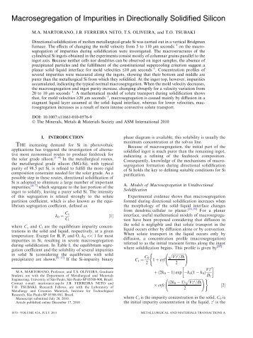 Macrosegregation of Impurities in Directionally Solidified Silicon