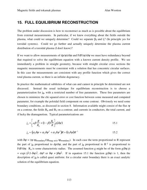 Magnetic Fields and Magnetic Diagnostics for Tokamak Plasmas