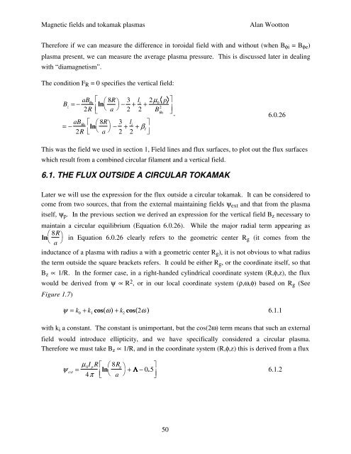 Magnetic Fields and Magnetic Diagnostics for Tokamak Plasmas