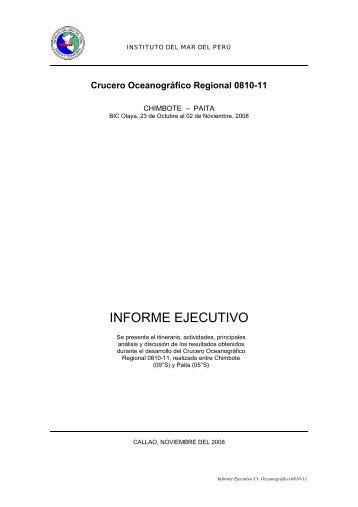 Informe Ejecutivo Crucero REGIONAL 0810 -11 - Imarpe