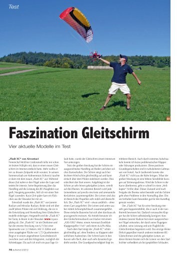 Faszination Gleitschirm aus Fachmagazin Aufwind - RC-Paragliding