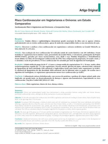 risco Cardiovascular em vegetarianos e onÃ­voros: um Estudo ...