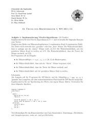 10. ¨Ubung zur Bioinformatik I, WS 2011/12 - Universität des ...