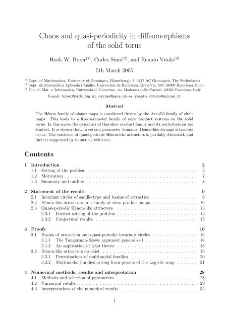 Chaos and quasi-periodicity in diffeomorphisms of the solid torus