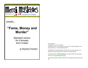 “Fame, Money and Murder” - Merri Mysteries