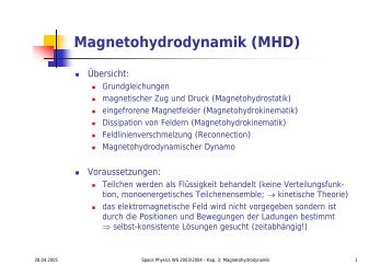 Grundgleichungen MHD I