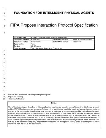 FIPA Propose Interaction Protocol Specification