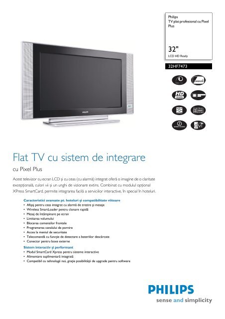 32HF7473/10 Philips TV plat profesional cu Pixel Plus