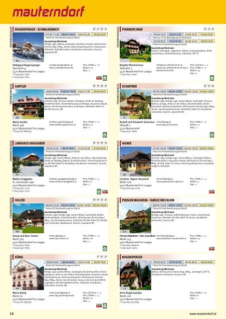 Zimmerpreisliste 2013/2014 - Mauterndorf