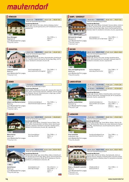 Zimmerpreisliste 2013/2014 - Mauterndorf