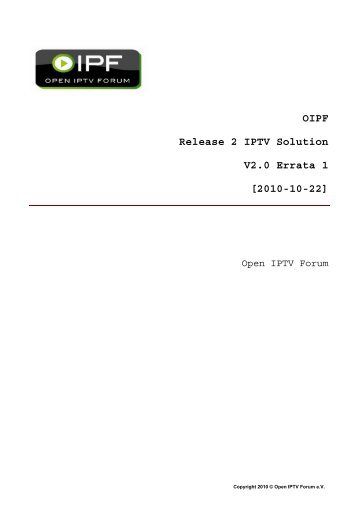 OIPF Release 2 IPTV Solution V2.0 Errata 1 ... - Open IPTV Forum