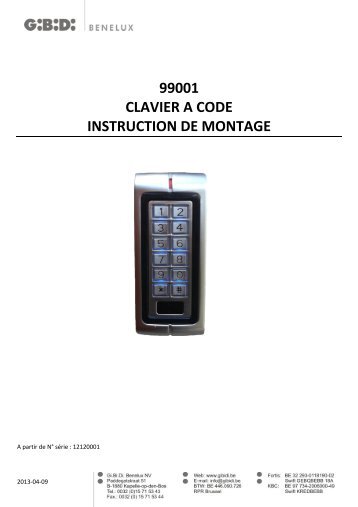 99001 CLAVIER A CODE INSTRUCTION DE MONTAGE - GiBiDi