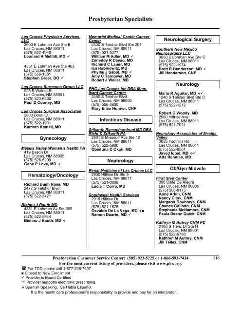 State Coverage Insurance 2013 Provider Directory - Presbyterian ...