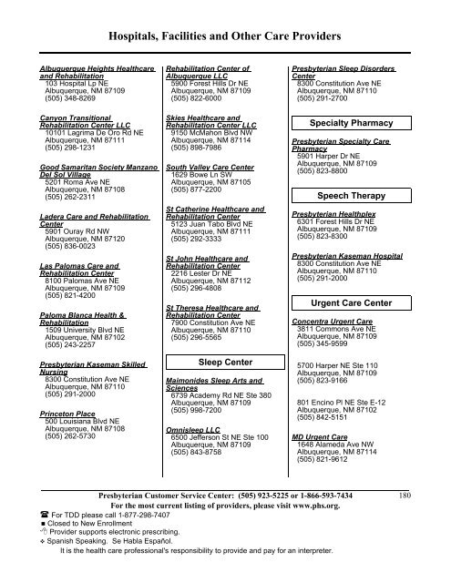 State Coverage Insurance 2013 Provider Directory - Presbyterian ...