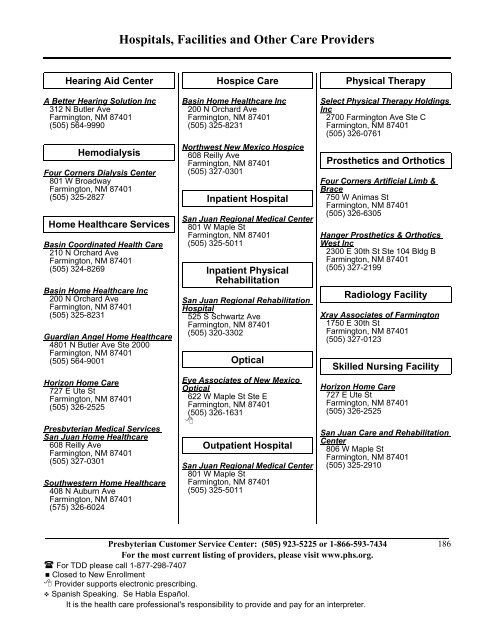 State Coverage Insurance 2013 Provider Directory - Presbyterian ...