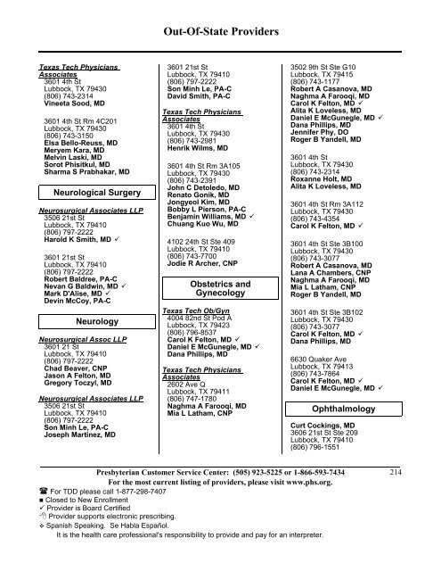 State Coverage Insurance 2013 Provider Directory - Presbyterian ...