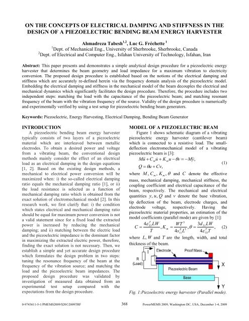 on the concepts of electrical damping and stiffness in the design of a ...