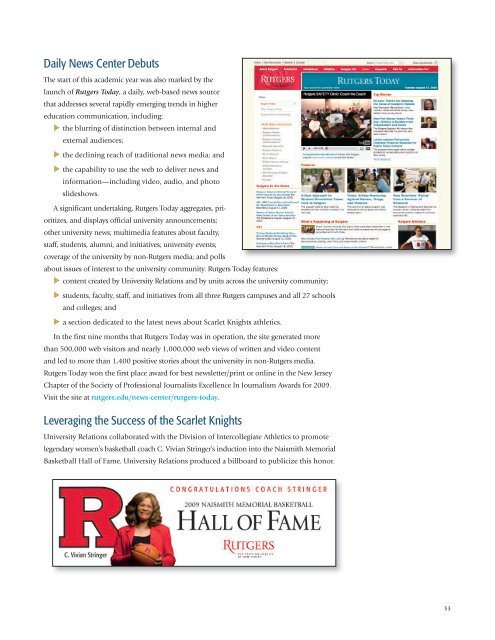 Status Report of Rutgers Comprehensive Communications ...