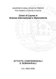 Corso di Laurea in Scienze Internazionali e Diplomatiche ATTIVITÃ ...
