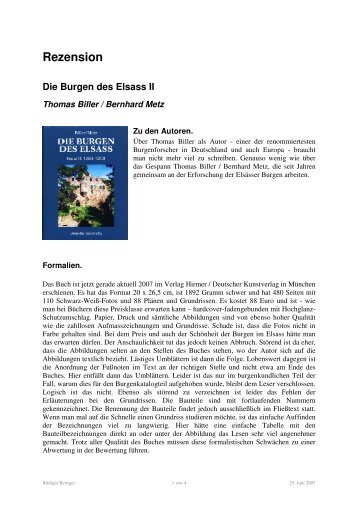 Rezension Die Burgen des Elsass II