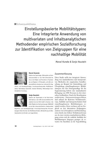 Einstellungsbasierte Mobilitätstypen - Sozial-ökologische Forschung