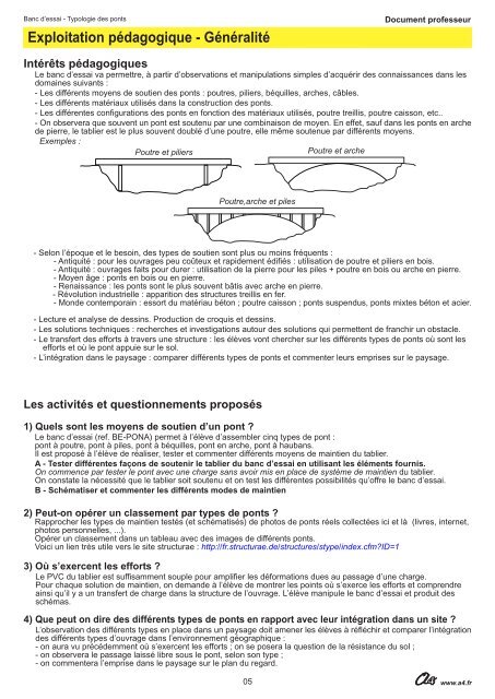 Banc d'essai typologie des ponts RÃ©f. BE-PONA - A4 Technologie