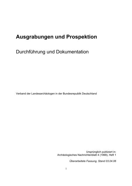 Ausgrabungen und Prospektion - Verband der LandesarchÃ¤ologen