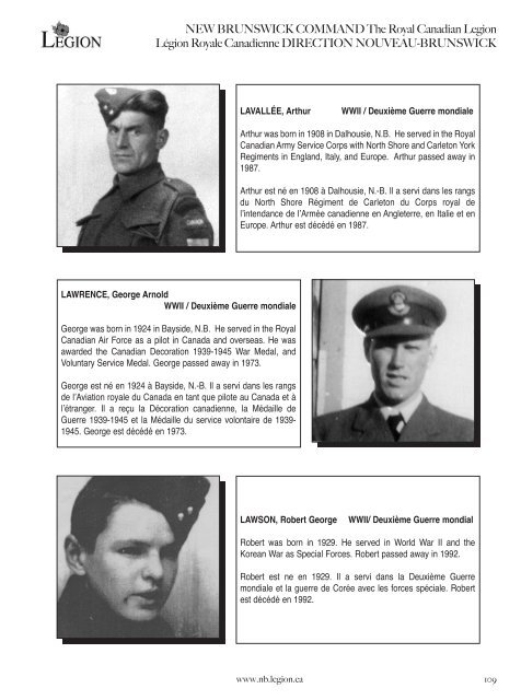 Lest We Forget - Royal Canadian Legion New Brunswick Command