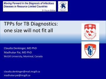 one size fits all? - Evidence-Based Tuberculosis Diagnosis