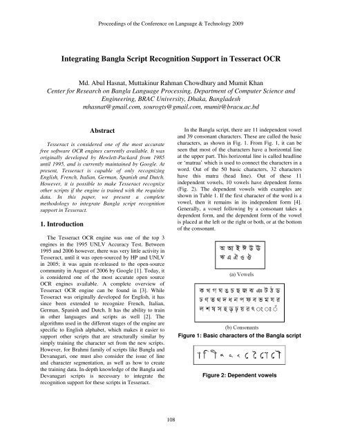 Integrating Bangla Script Recognition Support In Tesseract Ocr