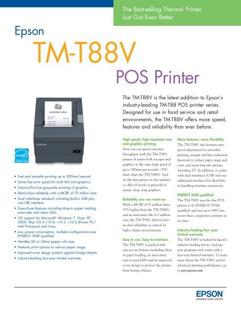 Retail Product Data Sheet - Epson POS Printers