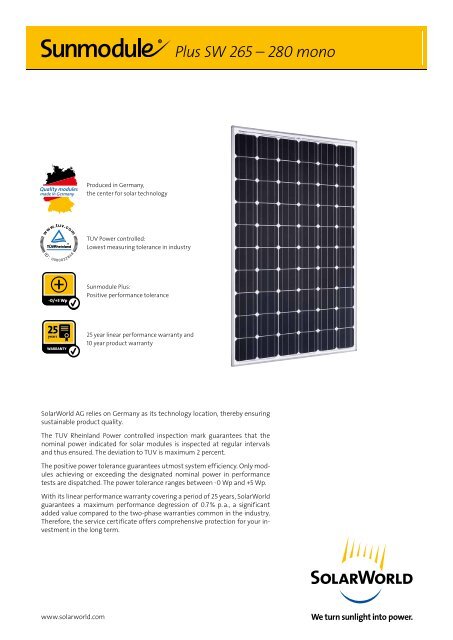 Plus SW 265 â 280 mono - SolarWorld