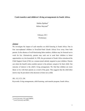 Cash transfers and children's living arrangements in South Africa.