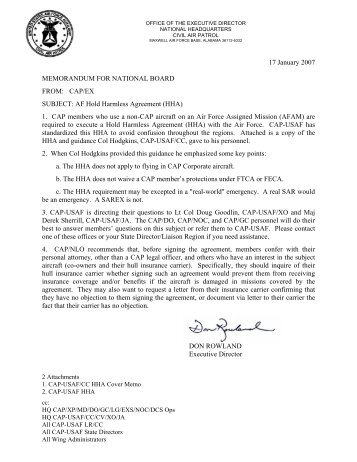 AF Hold Harmless Agreement - Civil Air Patrol
